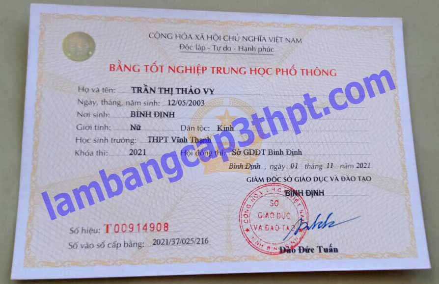L&agrave;m Bằng Cấp 3 THPT B&igrave;nh Định &ndash; Uy T&iacute;n